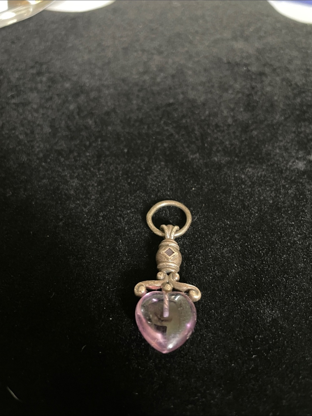 Vintage-Inspired Purple Heart Pendant Necklace Charm. 8/21/6
